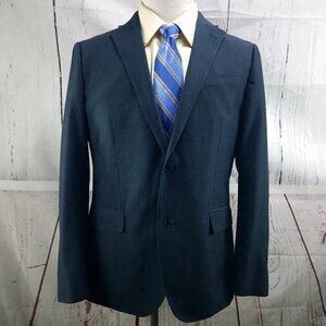 JF J Ferrar Slim Fit 42R 2 Button Bluish Gray Stitched Lapel Suit Blazer Jacket